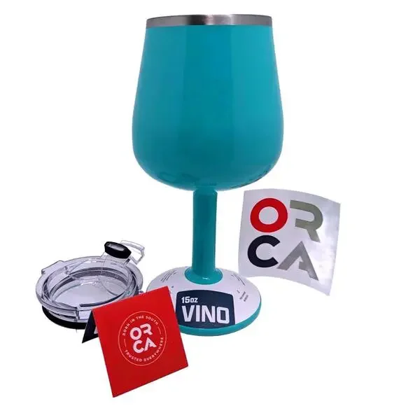 ORCA Vino 15oz Seafoam Wine Cups w/ Lid 2 Pack Insulated Stainless Steel - Picture 7 of 9